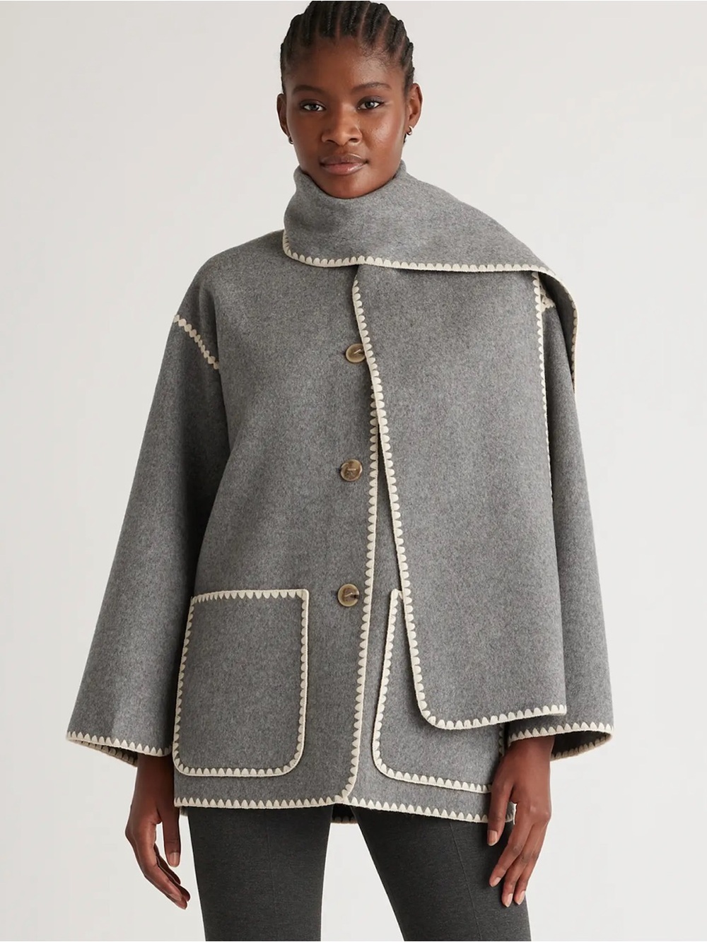 Quince Double-Faced Merino Wool Scarf Coat